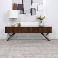Valna Wood 71-inch TV Stand with Sliding Doors Walnut - Home & Sleep Outlet