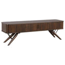 Valna Wood 71-inch TV Stand with Sliding Doors Walnut - Home & Sleep Outlet