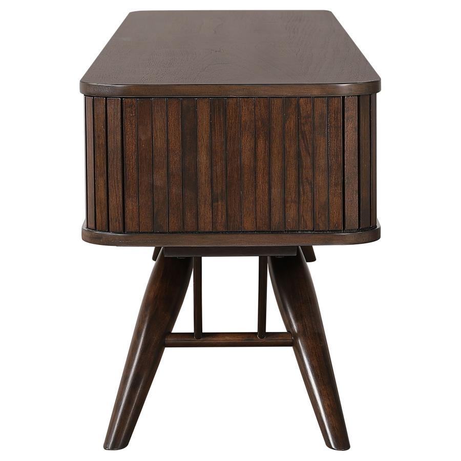 Valna Wood 71-inch TV Stand with Sliding Doors Walnut - Home & Sleep Outlet