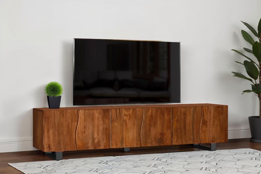 Home & Sleep Outlet - Trask 86-inch Wood TV Stand Media Console Mango Brown