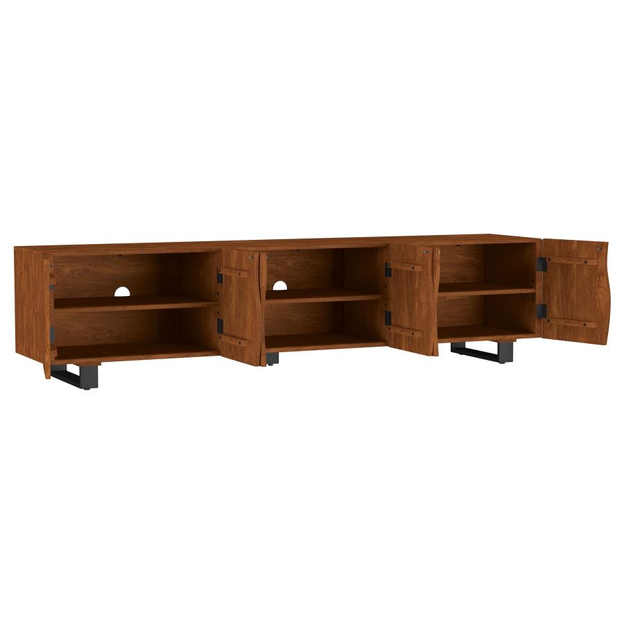 Home & Sleep Outlet - Trask 86-inch Wood TV Stand Media Console Mango Brown