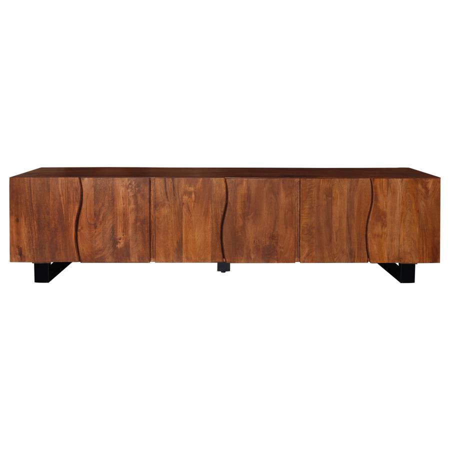 Home & Sleep Outlet - Trask 86-inch Wood TV Stand Media Console Mango Brown