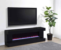 Mallory TV Stand Fireplace Console Bluetooth Speaker Black High Gloss - Home & Sleep Outlet