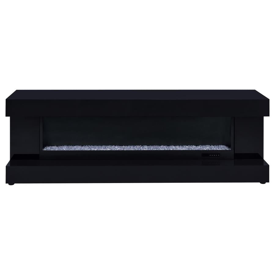 Mallory TV Stand Fireplace Console Bluetooth Speaker Black High Gloss - Home & Sleep Outlet