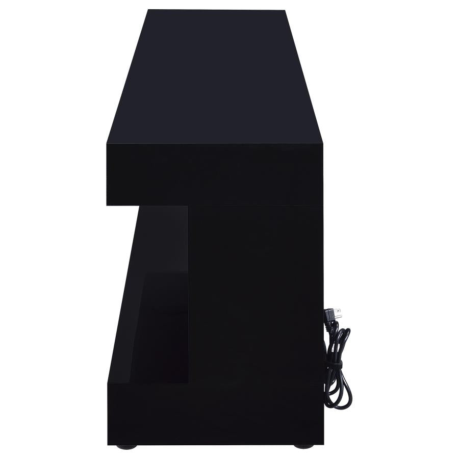 Mallory TV Stand Fireplace Console Bluetooth Speaker Black High Gloss - Home & Sleep Outlet