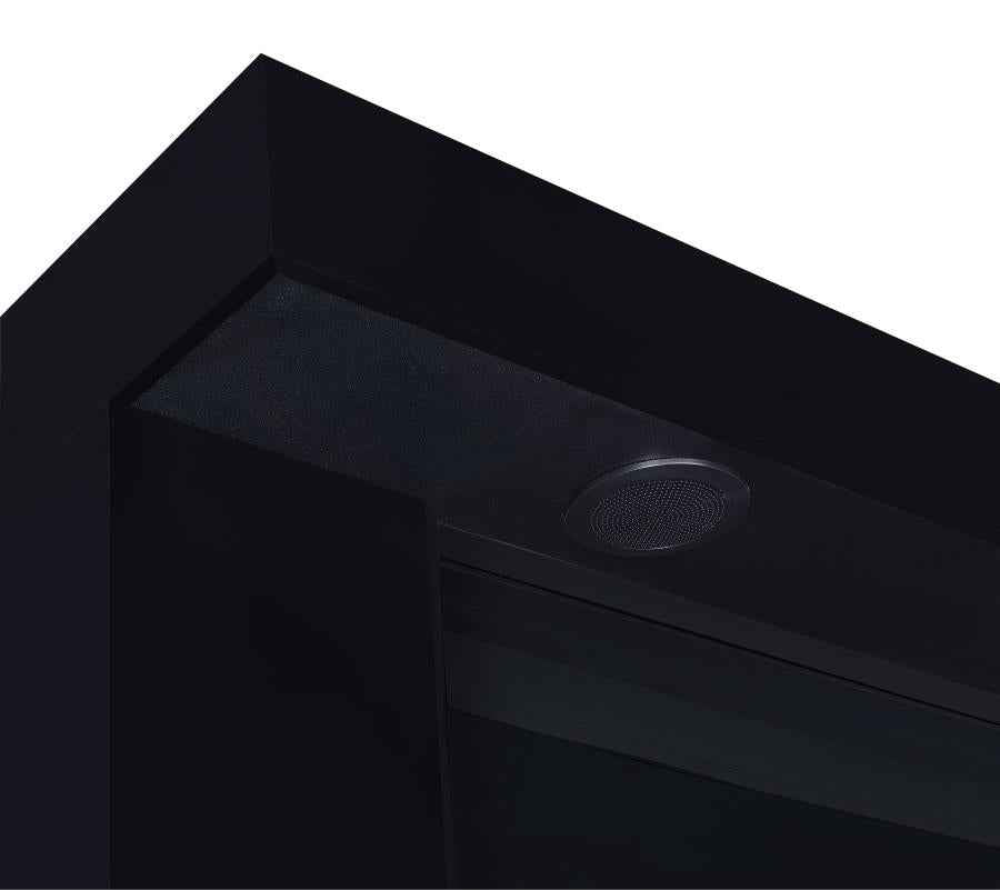 Mallory TV Stand Fireplace Console Bluetooth Speaker Black High Gloss - Home & Sleep Outlet