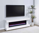 Mallory TV Stand Fireplace Console Bluetooth Speaker White High Gloss - Home & Sleep Outlet