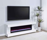 Mallory TV Stand Fireplace Console Bluetooth Speaker White High Gloss - Home & Sleep Outlet