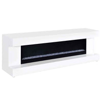 Mallory TV Stand Fireplace Console Bluetooth Speaker White High Gloss - Home & Sleep Outlet