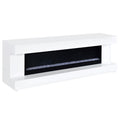 Mallory TV Stand Fireplace Console Bluetooth Speaker White High Gloss