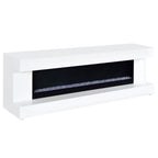 Mallory TV Stand Fireplace Console Bluetooth Speaker White High Gloss