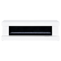 Mallory TV Stand Fireplace Console Bluetooth Speaker White High Gloss - Home & Sleep Outlet
