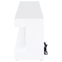 Mallory TV Stand Fireplace Console Bluetooth Speaker White High Gloss - Home & Sleep Outlet