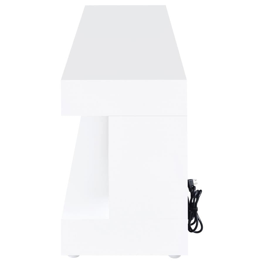 Mallory TV Stand Fireplace Console Bluetooth Speaker White High Gloss - Home & Sleep Outlet