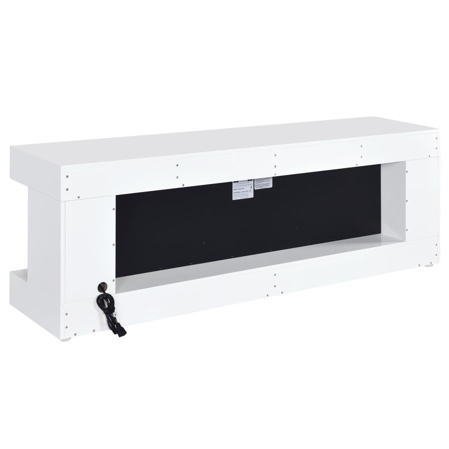 Mallory TV Stand Fireplace Console Bluetooth Speaker White High Gloss - Home & Sleep Outlet