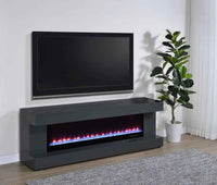 Mallory TV Stand Fireplace Console Bluetooth Speaker Grey High Gloss - Home & Sleep Outlet