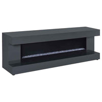 Mallory TV Stand Fireplace Console Bluetooth Speaker Grey High Gloss - Home & Sleep Outlet