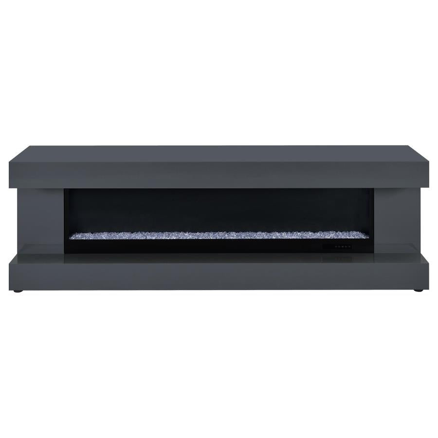 Mallory TV Stand Fireplace Console Bluetooth Speaker Grey High Gloss - Home & Sleep Outlet