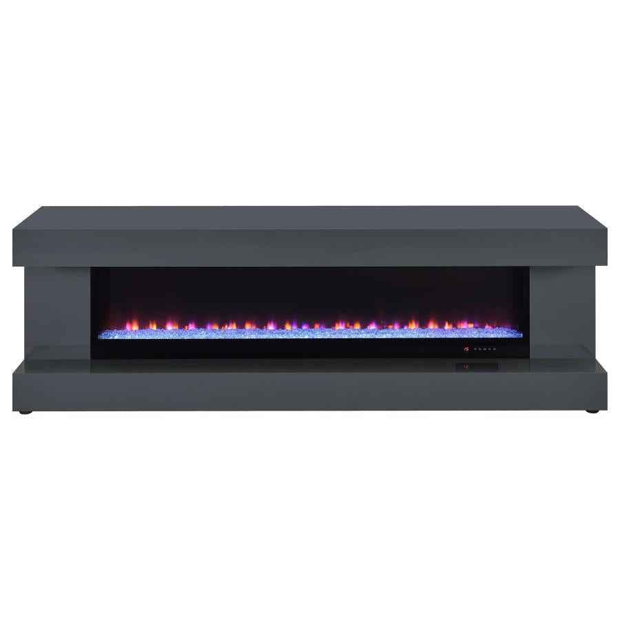 Mallory TV Stand Fireplace Console Bluetooth Speaker Grey High Gloss - Home & Sleep Outlet