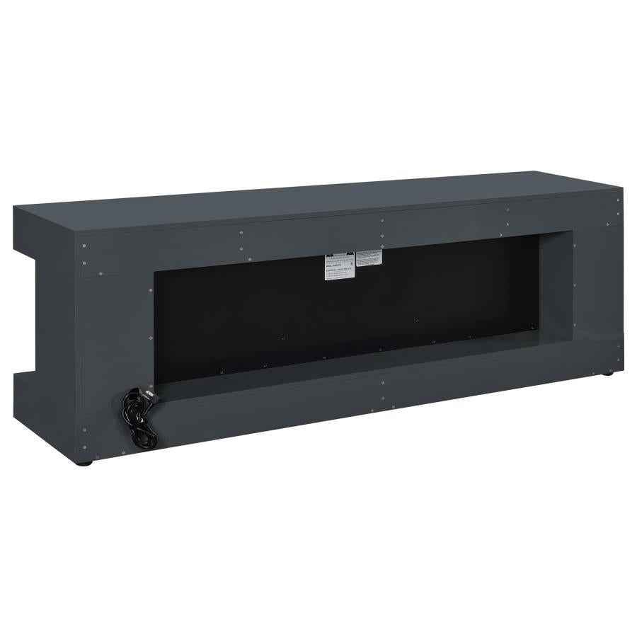Mallory TV Stand Fireplace Console Bluetooth Speaker Grey High Gloss - Home & Sleep Outlet