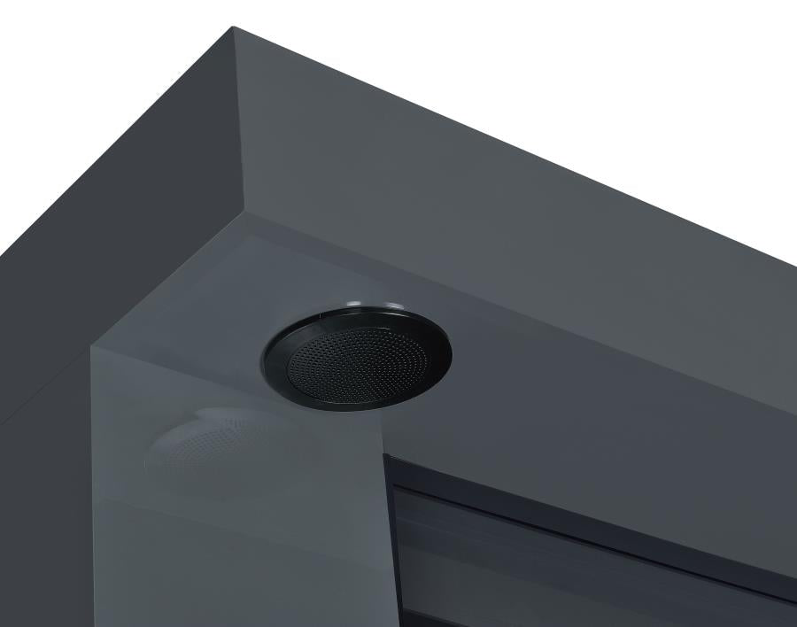 Mallory TV Stand Fireplace Console Bluetooth Speaker Grey High Gloss
