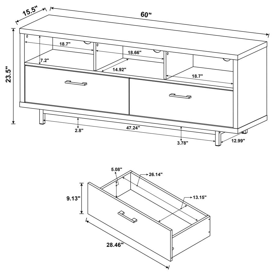 Casey 2-drawer Engineered Wood 60-inch TV Stand White - Home & Sleep Outlet