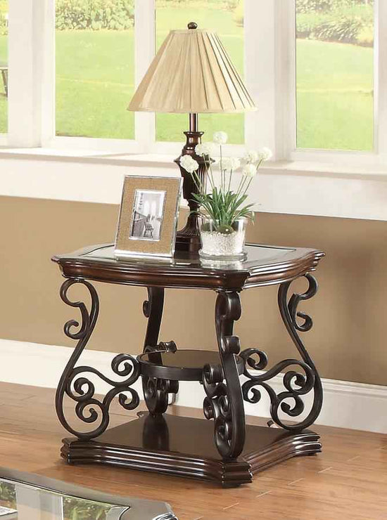Laney 1-shelf Glass Top Square End Table Deep Merlot