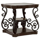 Laney 1-shelf Glass Top Square End Table Deep Merlot - Home & Sleep Outlet