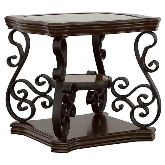 Laney 1-shelf Glass Top Square End Table Deep Merlot