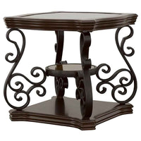 Laney 1-shelf Glass Top Square End Table Deep Merlot - Home & Sleep Outlet