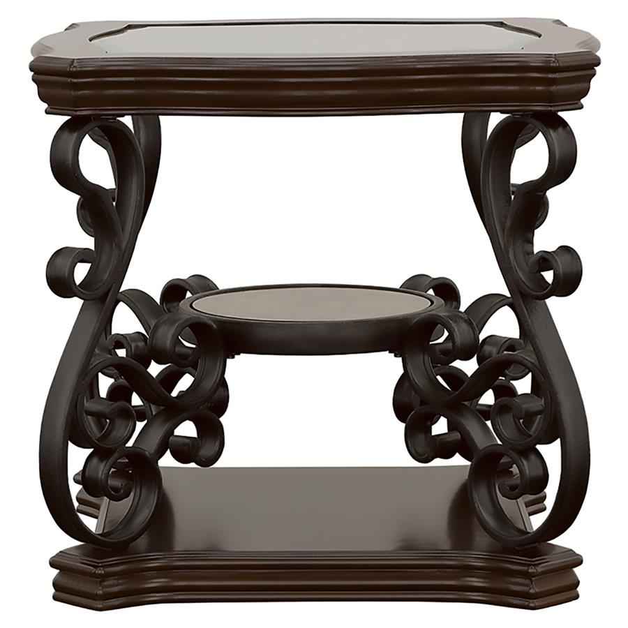 Laney 1-shelf Glass Top Square End Table Deep Merlot - Home & Sleep Outlet