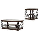 Laney 2-piece Glass Top Coffee and End Table Set Dark Merlot - Home & Sleep Outlet
