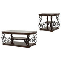 Laney 2-piece Glass Top Coffee and End Table Set Dark Merlot - Home & Sleep Outlet