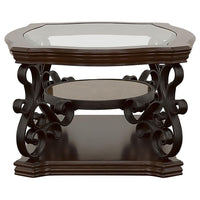 Laney 2-piece Glass Top Coffee and End Table Set Dark Merlot - Home & Sleep Outlet