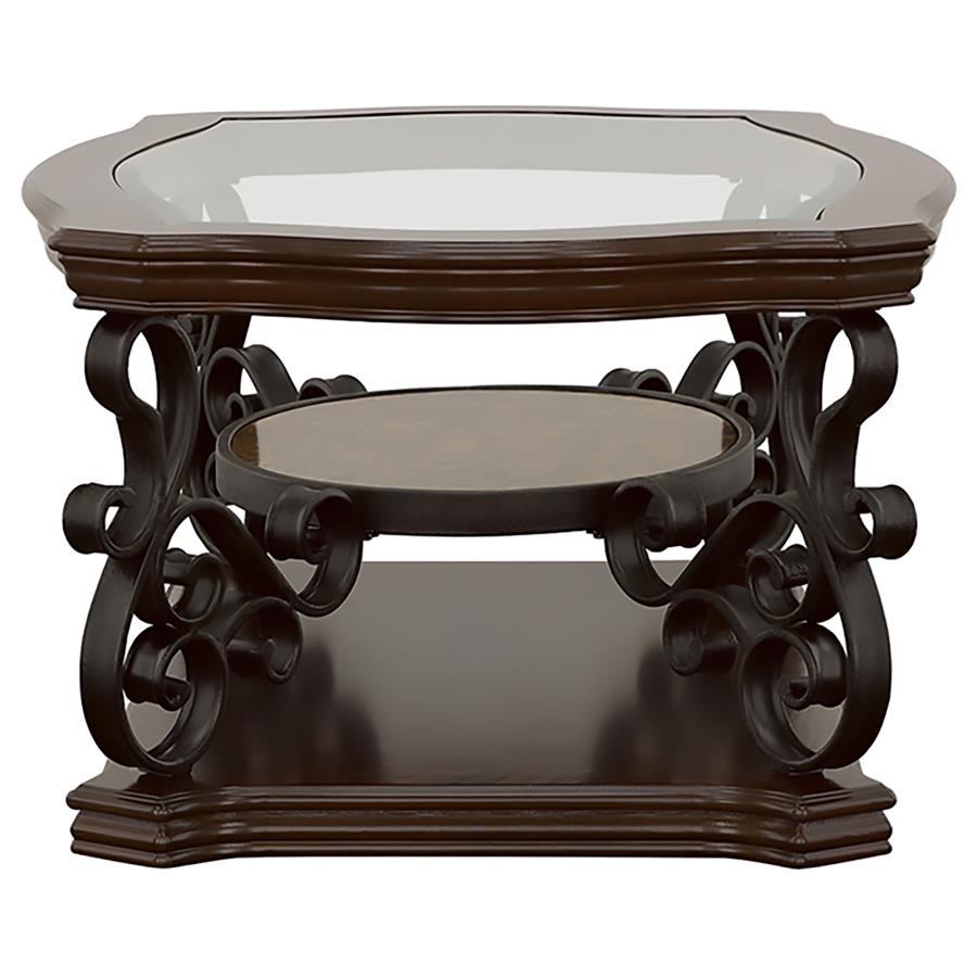 Laney 2-piece Glass Top Coffee and End Table Set Dark Merlot - Home & Sleep Outlet