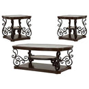 Laney 3-piece Glass Top Coffee and End Table Set Dark Merlot - Home & Sleep Outlet