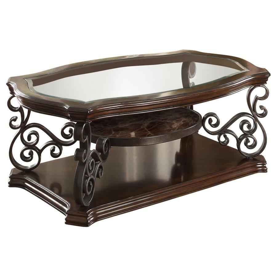 Laney 3-piece Glass Top Coffee and End Table Set Dark Merlot - Home & Sleep Outlet