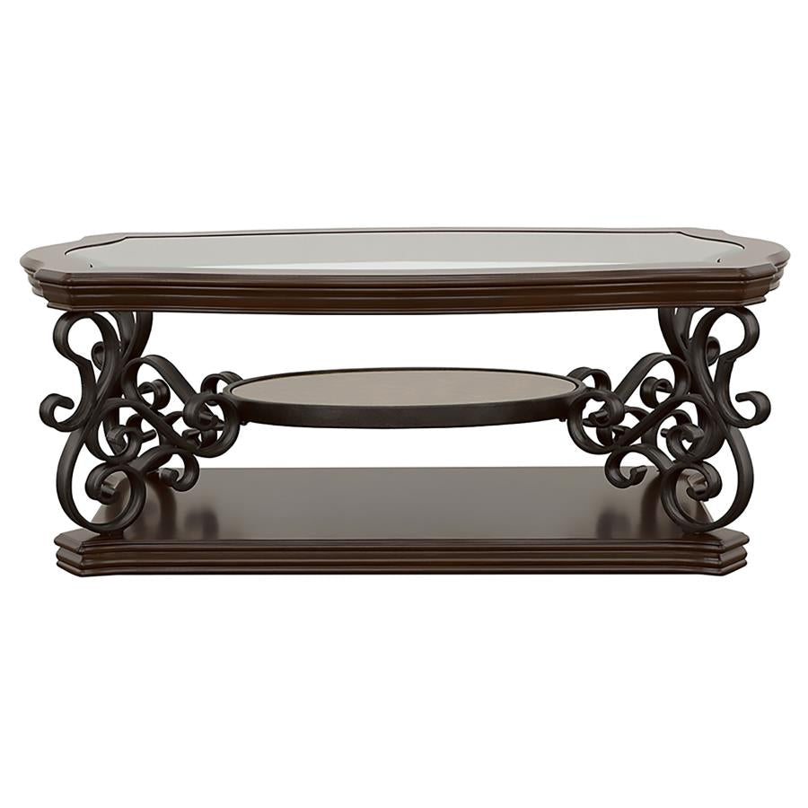 Laney 3-piece Glass Top Coffee and End Table Set Dark Merlot - Home & Sleep Outlet