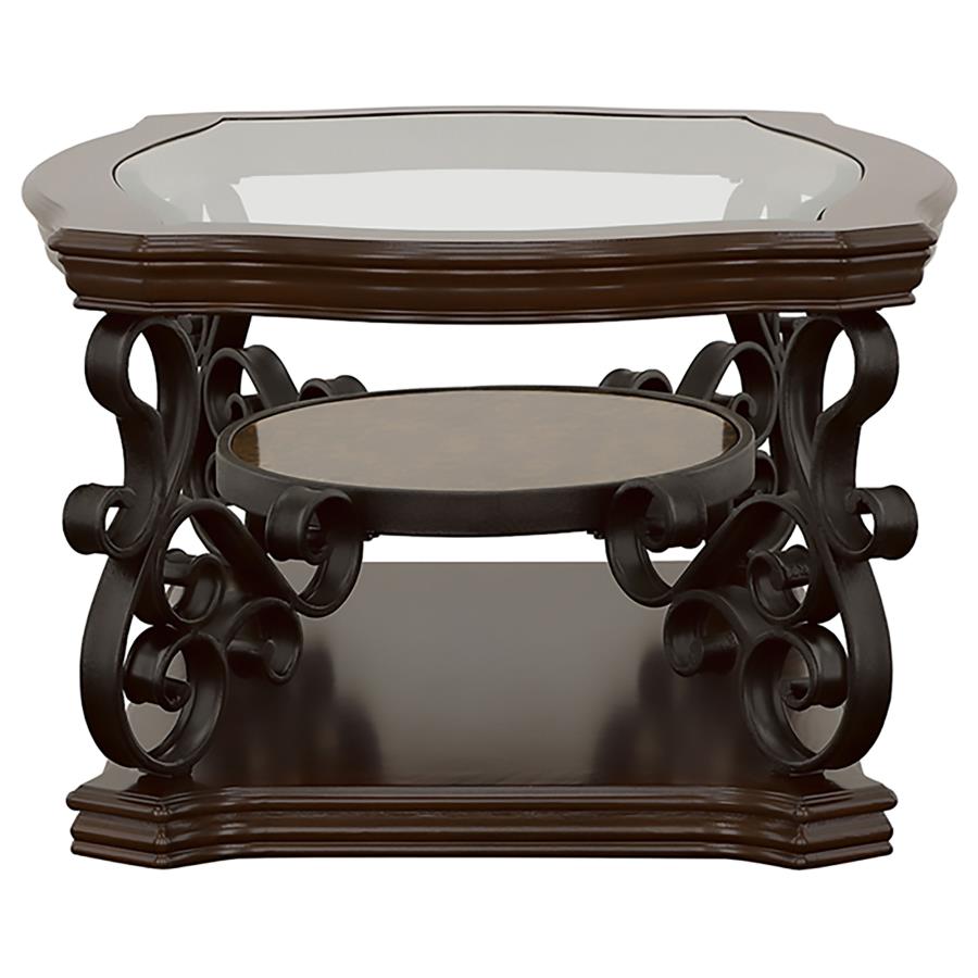 Laney 3-piece Glass Top Coffee and End Table Set Dark Merlot - Home & Sleep Outlet