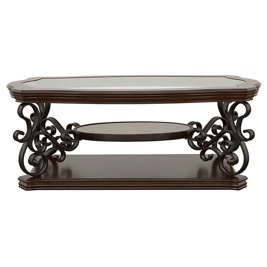 Laney 1-shelf Glass Top Rectangular Coffee Table Deep Merlot - Home & Sleep Outlet
