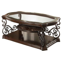 Laney 1-shelf Glass Top Rectangular Coffee Table Deep Merlot - Home & Sleep Outlet