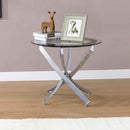 Brooke Round Glass Top Side End Table Metal Base Chrome - Home & Sleep Outlet