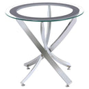 Brooke Round Glass Top Side End Table Metal Base Chrome - Home & Sleep Outlet