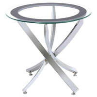 Brooke Round Glass Top Side End Table Metal Base Chrome - Home & Sleep Outlet