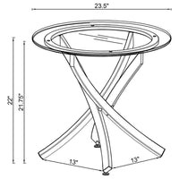Brooke Round Glass Top Side End Table Metal Base Chrome - Home & Sleep Outlet