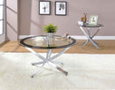 Brooke Round Glass Top Side End Table Metal Base Chrome - Home & Sleep Outlet