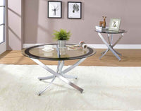 Brooke Round Glass Top Side End Table Metal Base Chrome - Home & Sleep Outlet