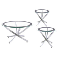 Brooke 3-piece Round Coffee and End Table Set Chrome - Home & Sleep Outlet