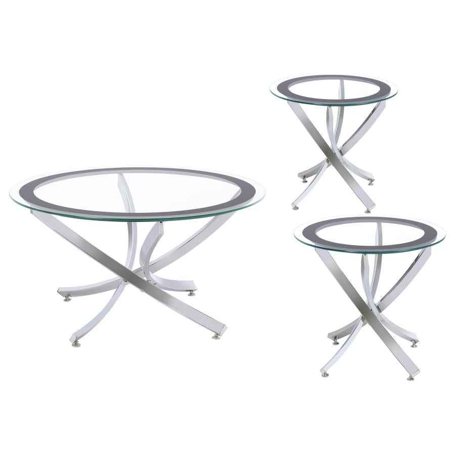 Brooke 3-piece Round Coffee and End Table Set Chrome - Home & Sleep Outlet