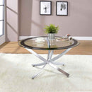 Brooke Round Glass Top Coffee Table Metal Base Chrome - Home & Sleep Outlet